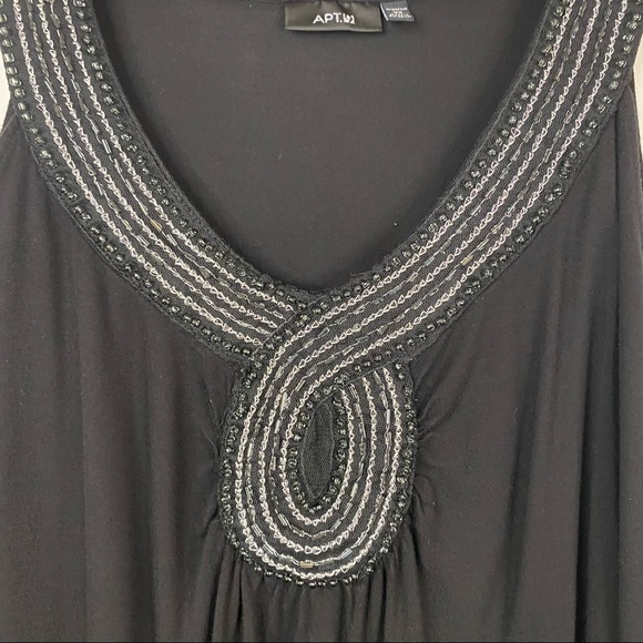 APT. 9 Black Beaded Low Cut V Neck Tank Top Plus Size 2X - Picture 2 of 7